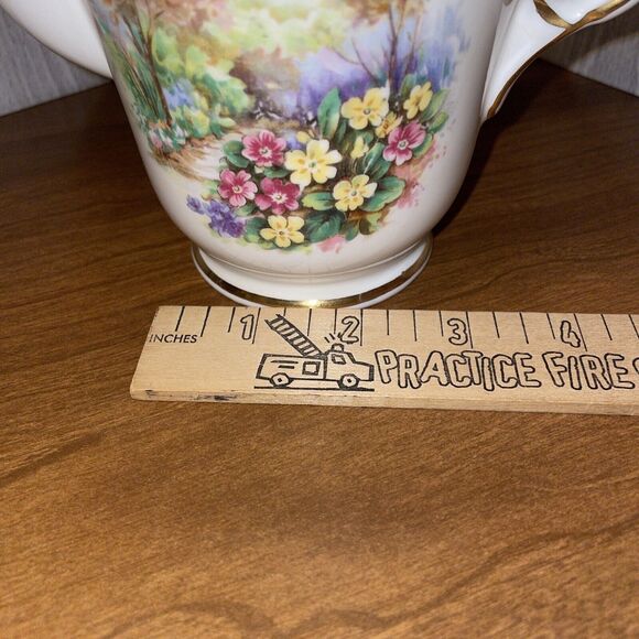 Vintage HM Sutherland England Woodland Dell Bone China Tea Pot And Lid Floral - Picture 15 of 15